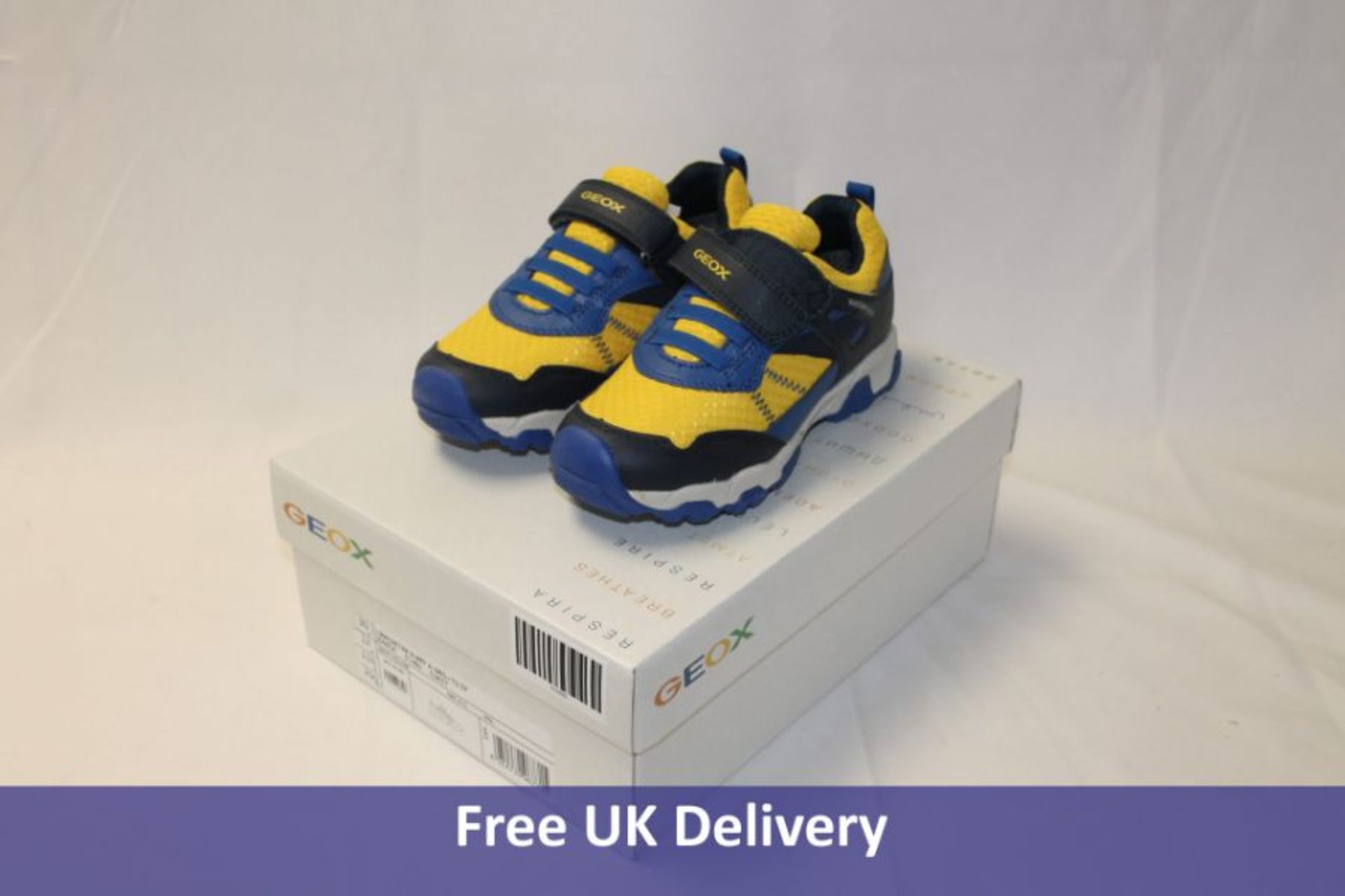 Geox B Shaax B. D - Wax/Synthetic Kid's Trainers, Cognac/Navy, UK 7 and Geox Kids Trainers, Navy/Yel - Image 2 of 2