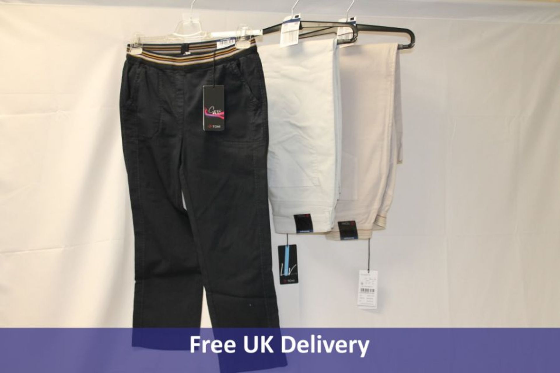 Fifteen Toni clothing items to include Sue Jogpants 3/4 Dark Blue, 1 each of UK 10, 12, 14, 16, 18,