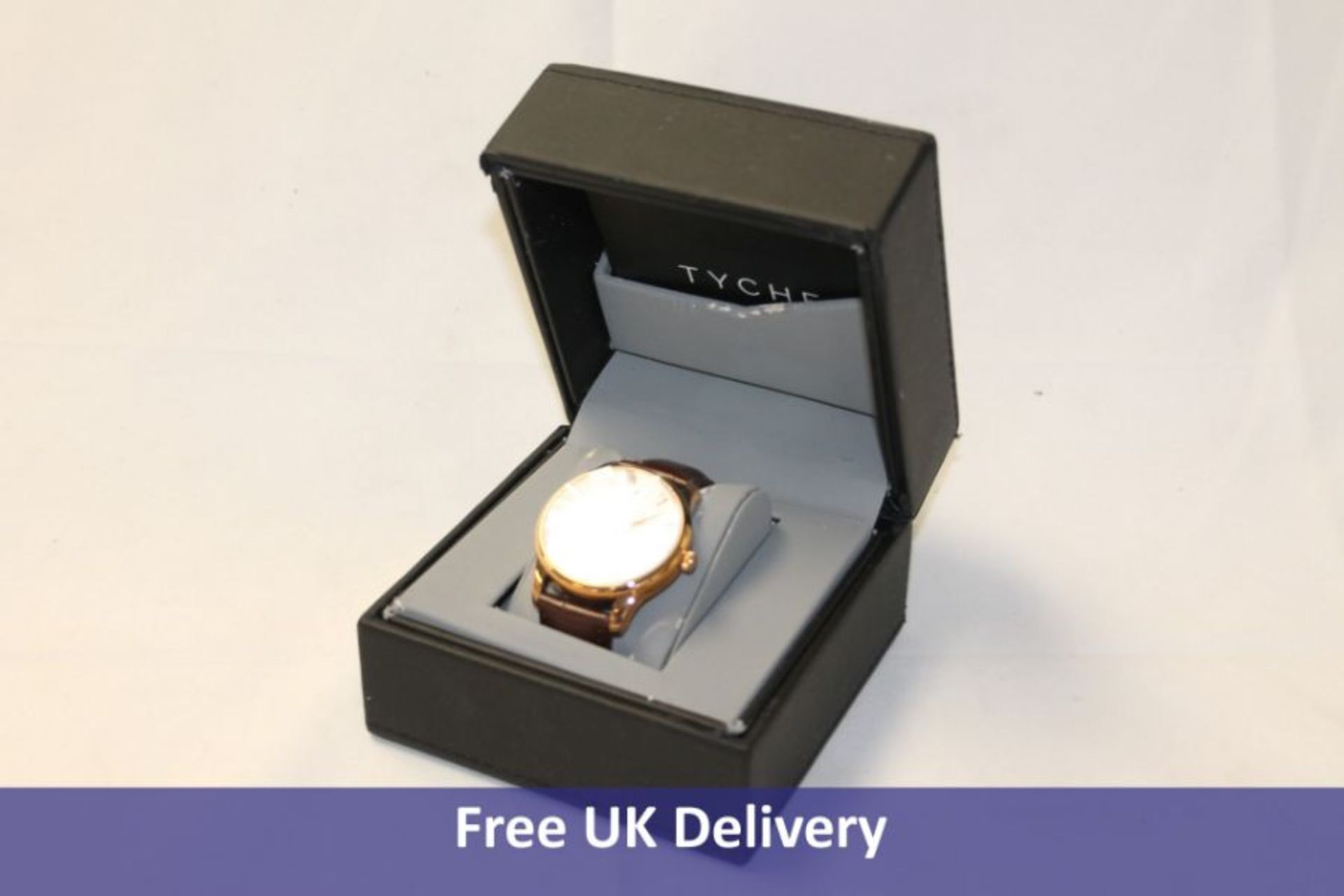 Tyche Rose Gold Watch with Silver Dial, 40mm. Used.