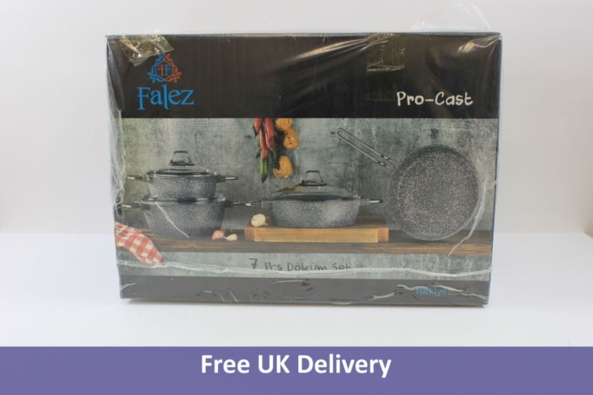 Falez Pro Cast Seven Piece Pan Set, Granite Grey