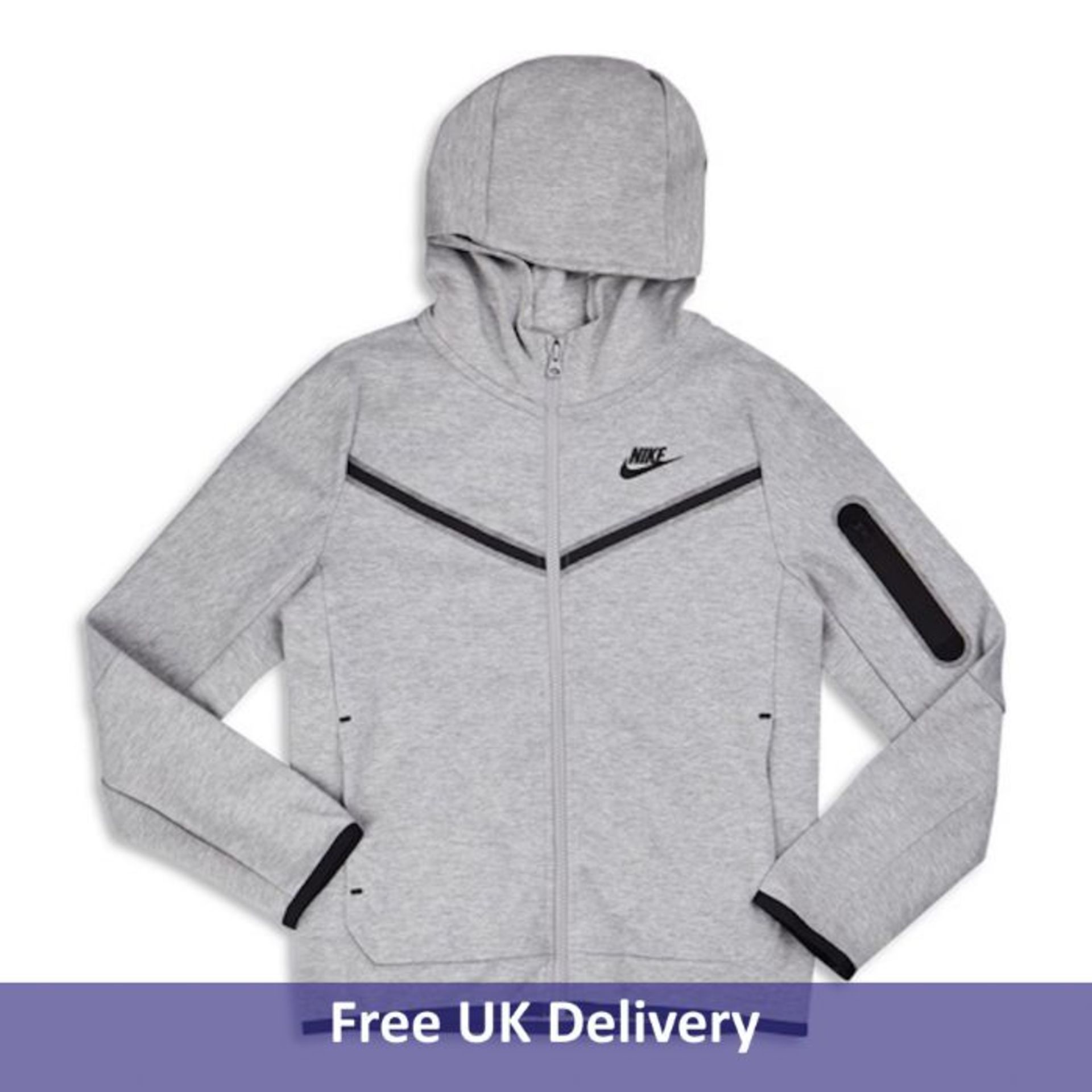 Nike Boys Tech Fleece Full-Zip Hoodie, Grey, Size S