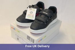 Four pairs of Kids Shoes to include 1x Geox J Casey G E Smo Leather Girl's Shoes, Black, UK 13, 1x G