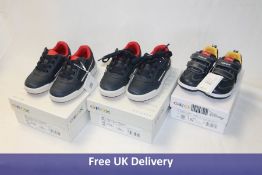 Three pairs of Geox Kid's Shoes to include 1x B New Flick Nappa, Disney/Navy, UK 7, 1x J Arzach, Nav