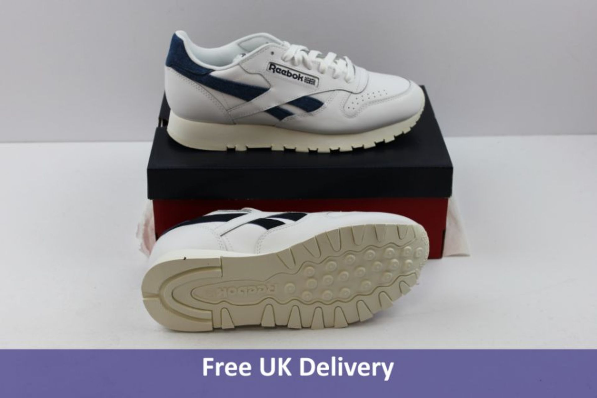 Reebok Men's Classic Trainers, White and Blue, UK 5