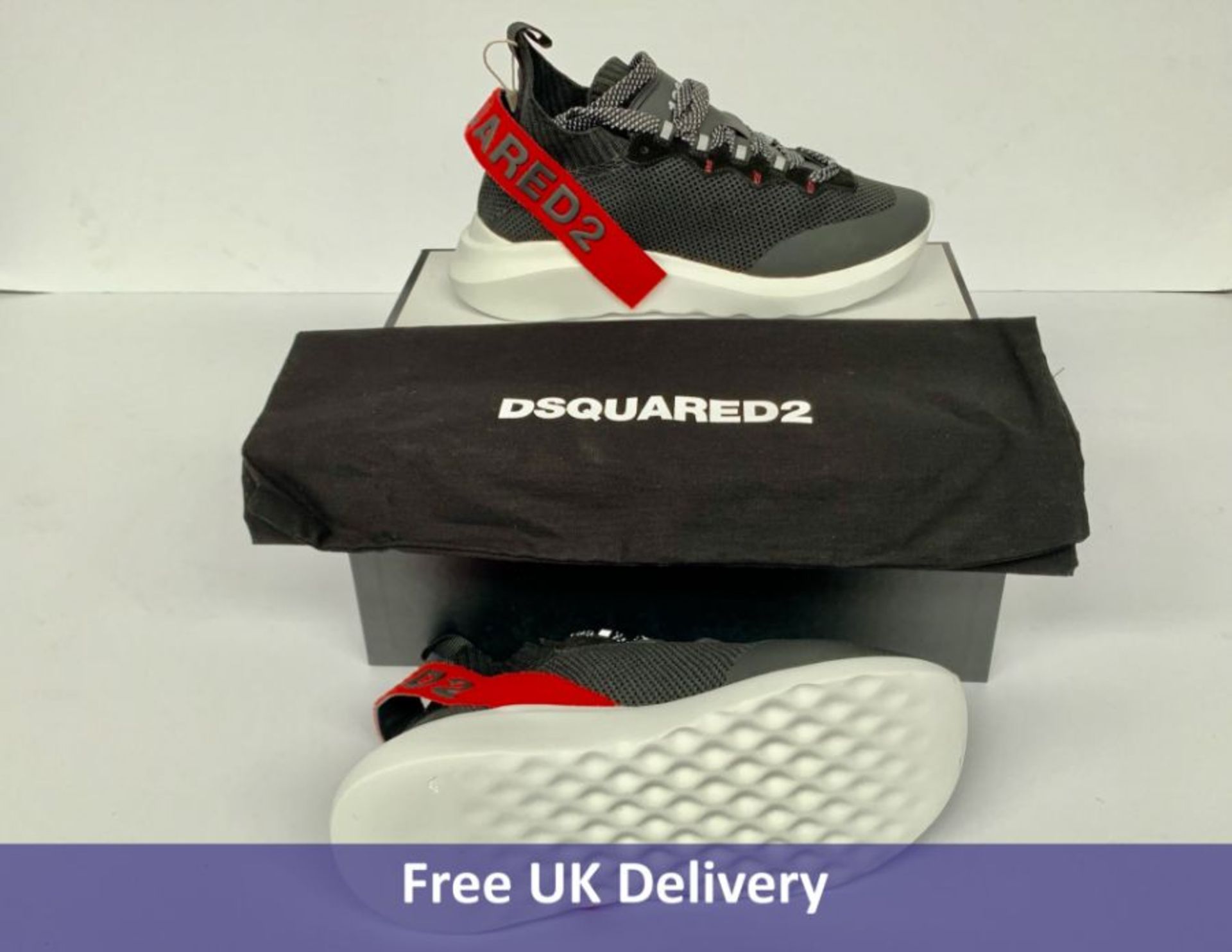 DSquared2 Lace Up Low Top Sneakers, Black and Red, EU 40