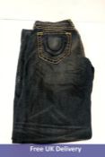 True Religion Jeans, Blue Wash with Brown Stitching, Waist 32