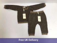 Fendi Kid's Monogrammed Jumper and Leggings Set, Beige, Size 12 Months