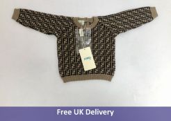 Fendi Kid's Monogram Knitted Jumper, Beige, Size 3 Months