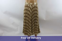 Twin Milano, Pleated Skirt with Chain Print, Ivory & Gold, Size M