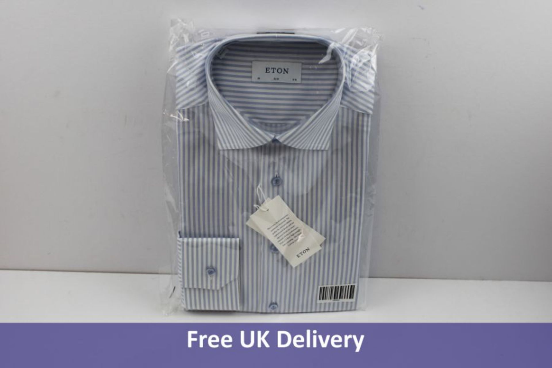 Eton Men's Slim Fit Shirt, Blue Striped, Size 41/16