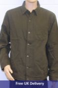 Nine Aylesbury Zip Up Snap Button Shirt Jackets, Dark Khaki, Size L