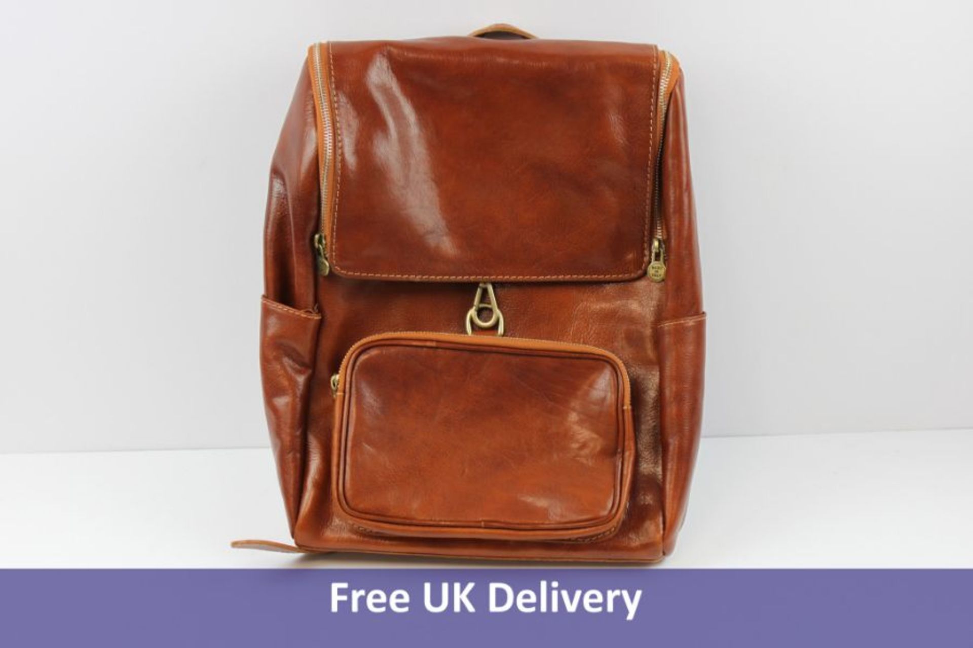 Leather Unisex Laptop Backpack, Honey Brown,