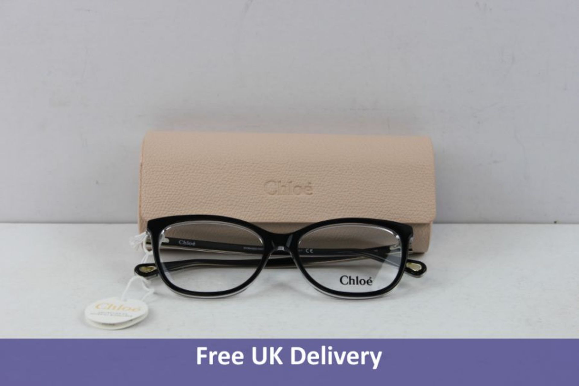 Chloe Women's CH0013O 008 Glasses with Case, Black Frame, Non Prescription