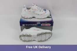 Skechers Women's D'Lites Summer Fiesta Trainers, White, Blue and Pink, UK 7