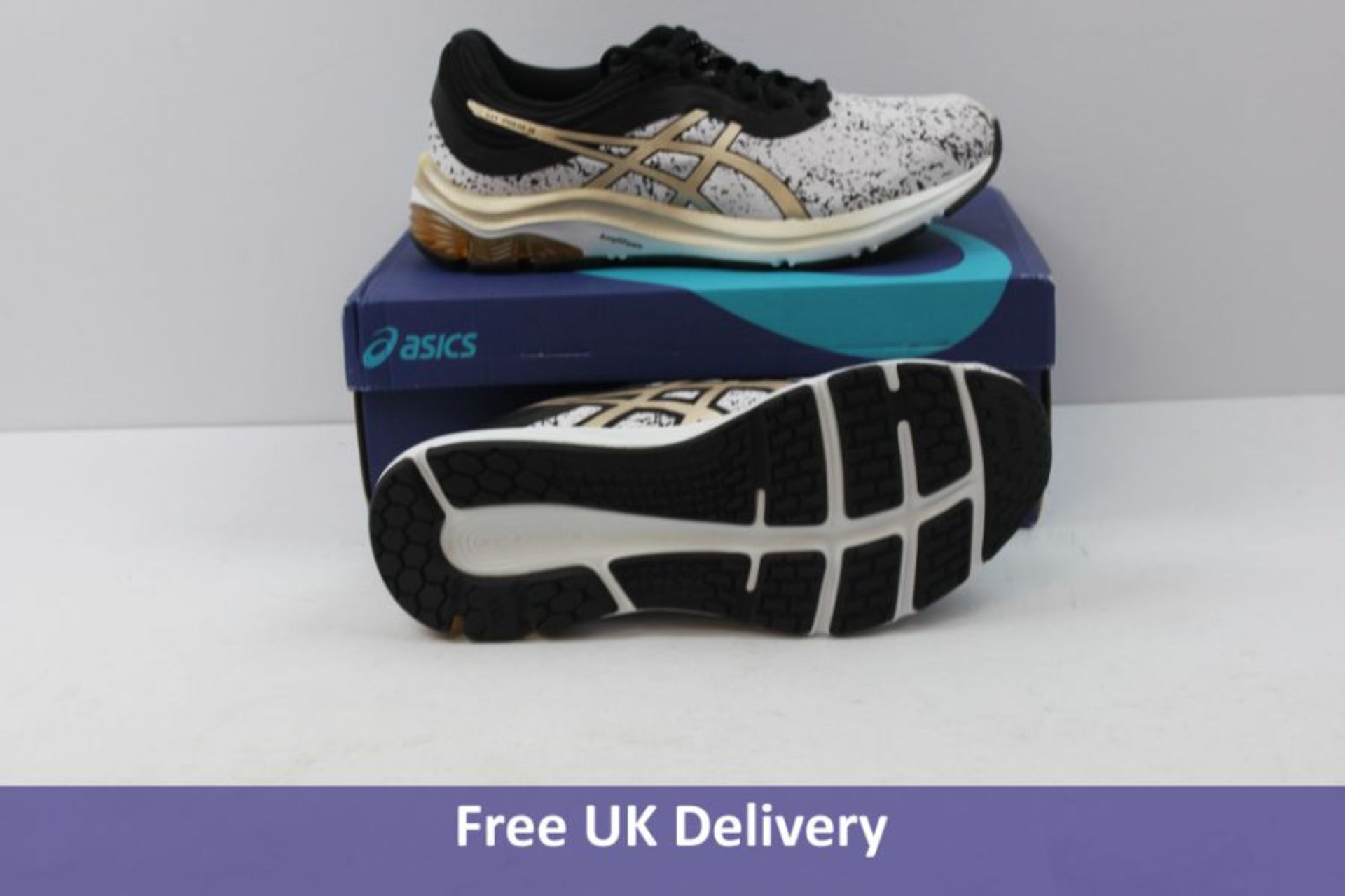 Asics Women's Gel Pulse 11 Trainers, White Black Gold, Size 6.5