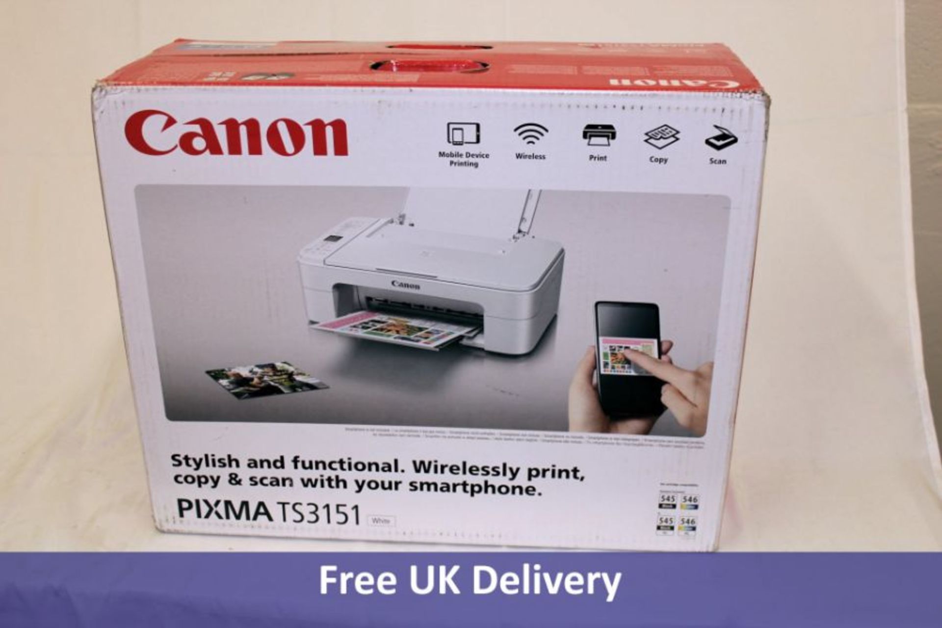 Two Canon Pixma TS3151 Printers, White