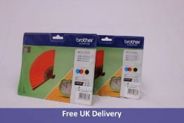 Two Brother LC129XL & LC125XL Original High Capacity Black and Colour Ink Cartridge, 4 Pack