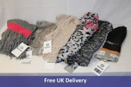 Six Sportalm Scarves to include 1x Animal print, Bronze, 1x Andy, Grey, 2x Sand, 1x Silver/Pink and