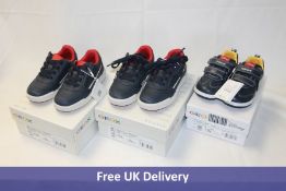 Three pairs of Geox Kid's Shoes to include 1x B New Flick Nappa, Disney/Navy, UK 7, 1x J Arzach, Nav