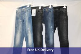 Four pairs of Sportalm Women's jeans to include 1x Destroyedblack, 1x Krush Blue, 1x Kuba Blue and 1