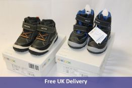 Two pairs of Geox Kid's Boots to include 1x B Omar Suede and Nappa, Dark Green/Black, UK 7.5 and 1x