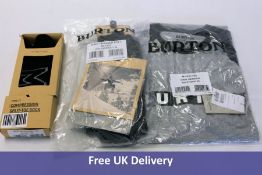 Burton Mine Trigger Mitt Gloves in Black, Burton Grey Heather T Shirt Size Extra Small, Mine 77 Comp