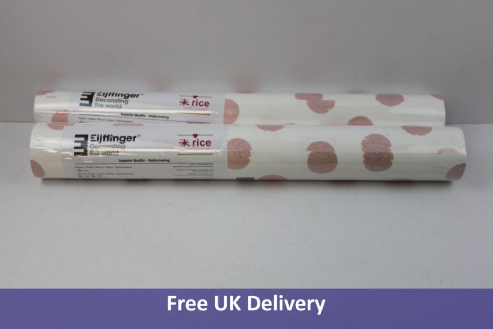 Two rolls of Eijffinger Rice Glittering Wallpaper, Pink Polka Dots. 383594 - Image 2 of 3