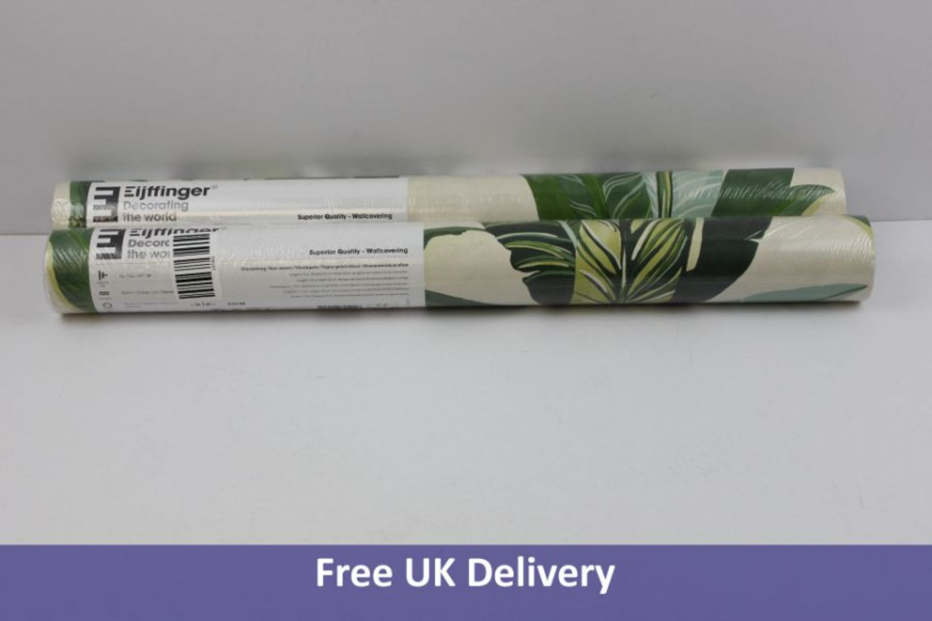 Two rolls of Eijffinger Vivid Banana Leaves Wallpaper, Green and White. 384500 - Image 2 of 3