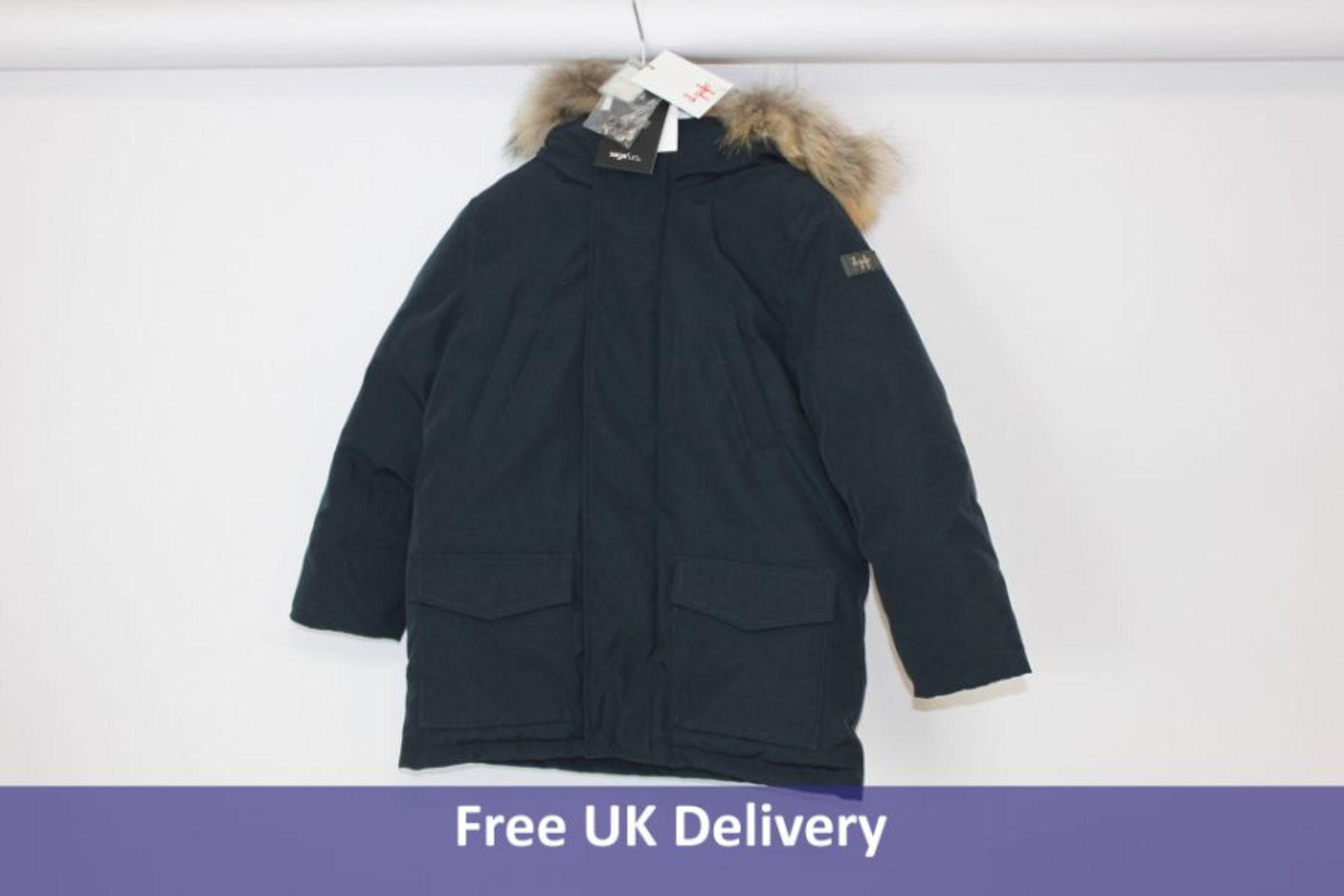 IL Gufo Boy's Parka Jacket With Fur Hood, Navy, 8 Years