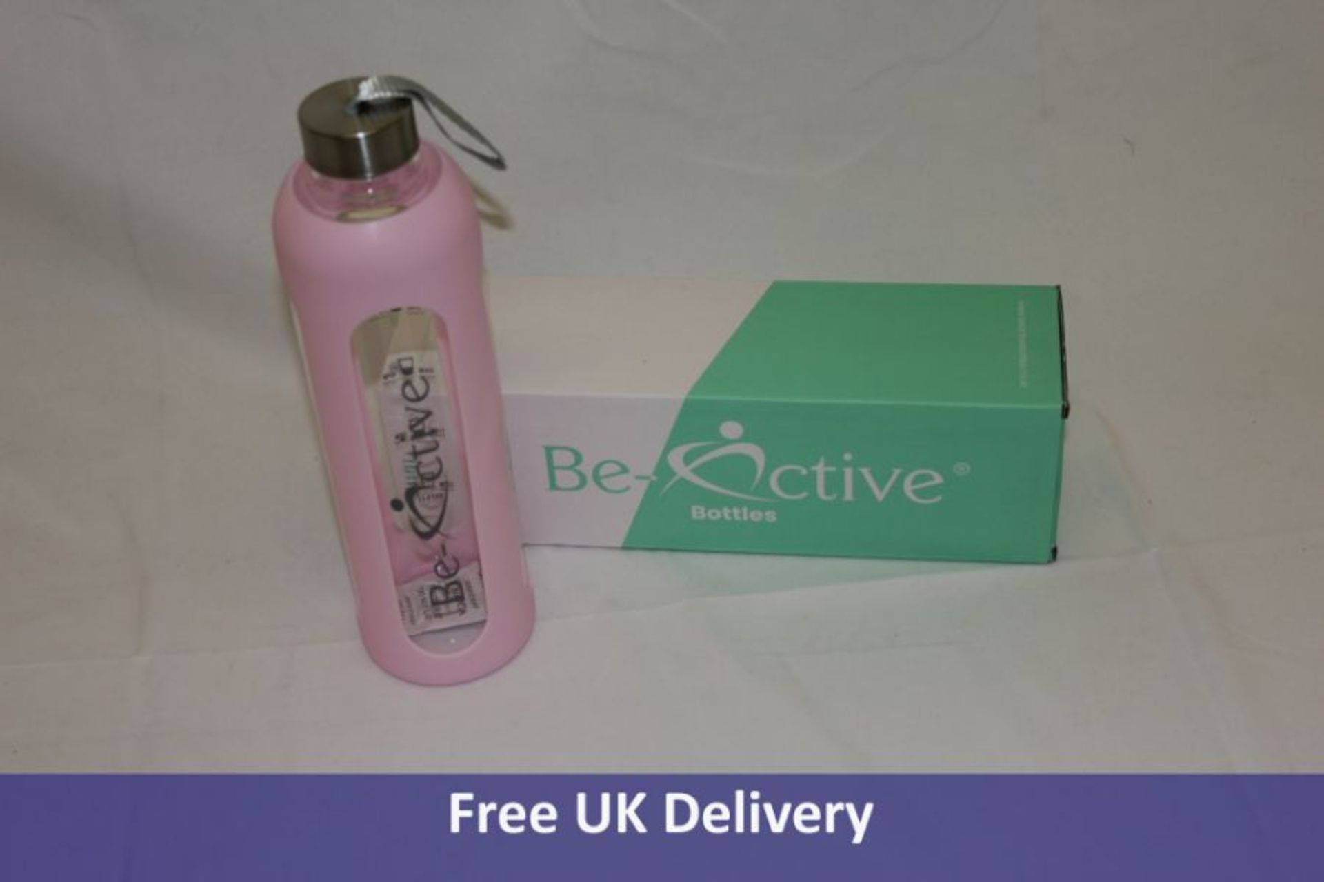 Be-Active Glass Water Bottle, Pink, 1 Litre