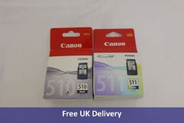 Seventeen Canon Ink Cartridges to Include 1x PG-510, Black, 1x 511, Colour, 1x CLI-42 (6384B010) Bla