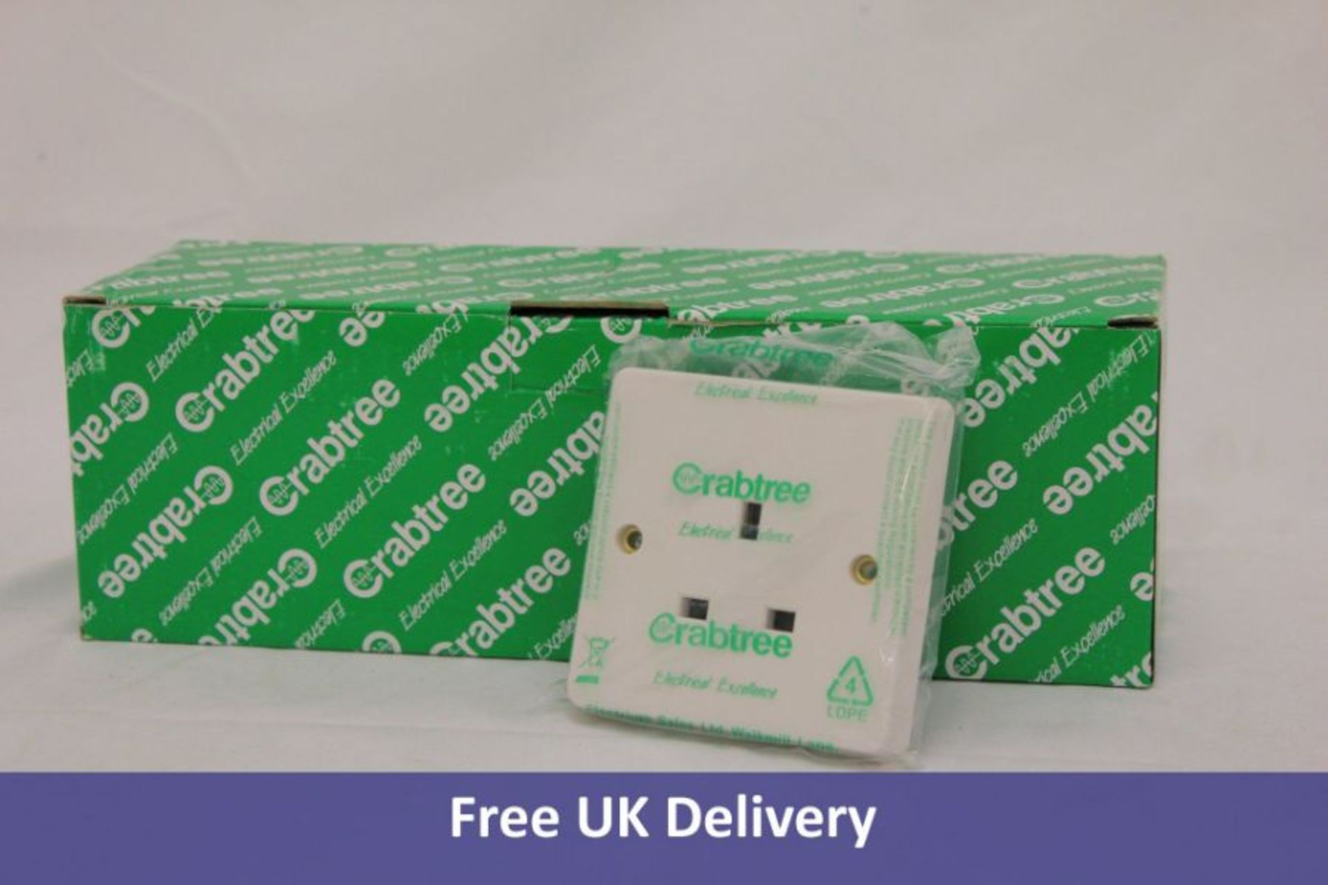 Ten boxes Crabtree 13A 1 Gang Unswitched Socket, 10 pack