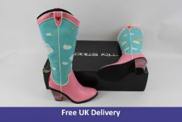 Dolls Kill Women's Roundup Cowboy Boots, Rainbow, UK 6