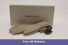 Giorgio Armani Gloves, 100% Cashmere, Lambskin-Knitted, Beige, Size S