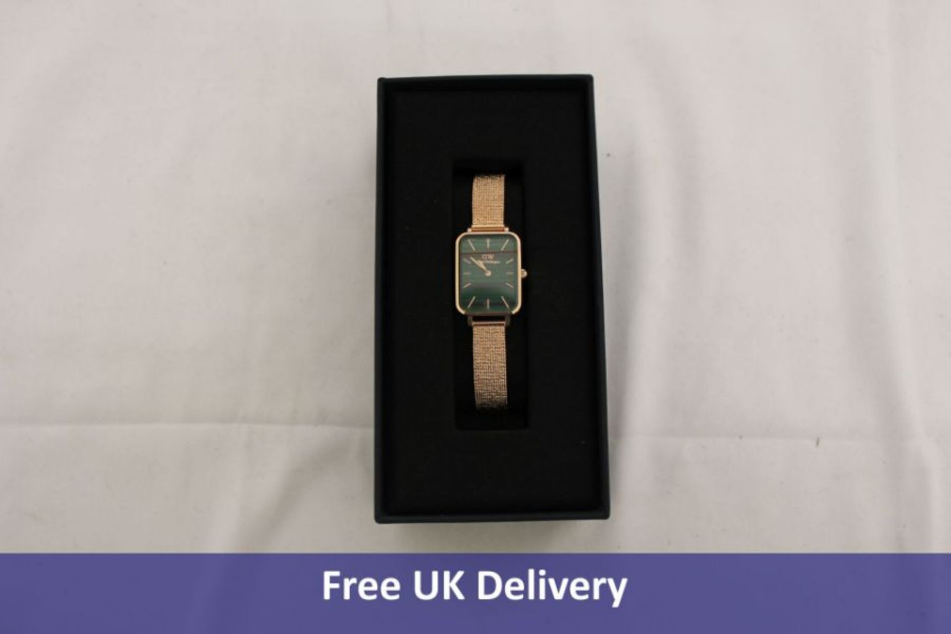 Daniel Wellington Women's Watch Quadro Pressed Melrose, Rose Gold/Green 20x26mm