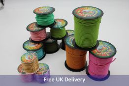 Thirty Four Paracord Cotton and Satin Reels of Cord, Multicolour