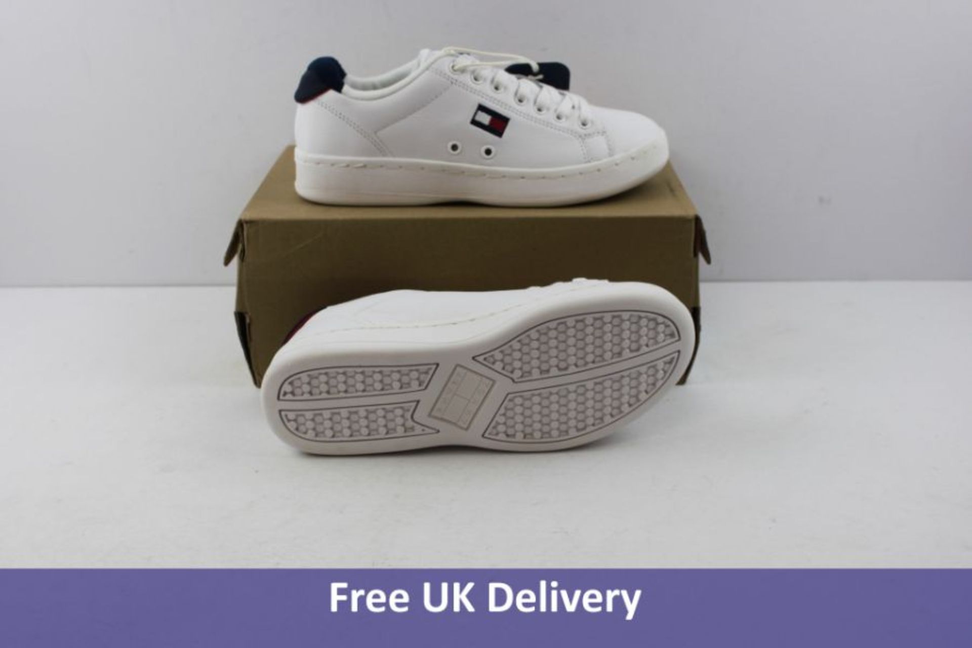 Tommy Jeans Men's Leather Trainers, White, UK 3.5. Box damaged