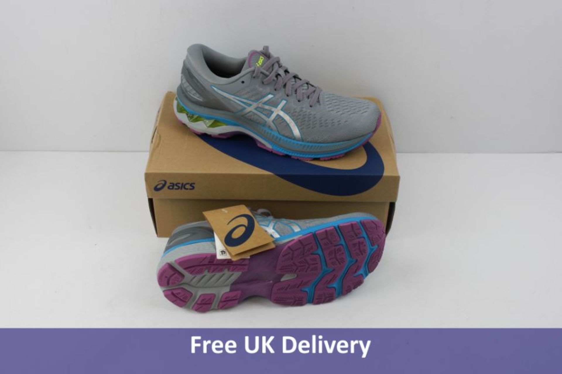 Asics Women's Gel-Kayano 27 Trainers, Digital Aqua and Pure Silver, UK 7. Box damaged