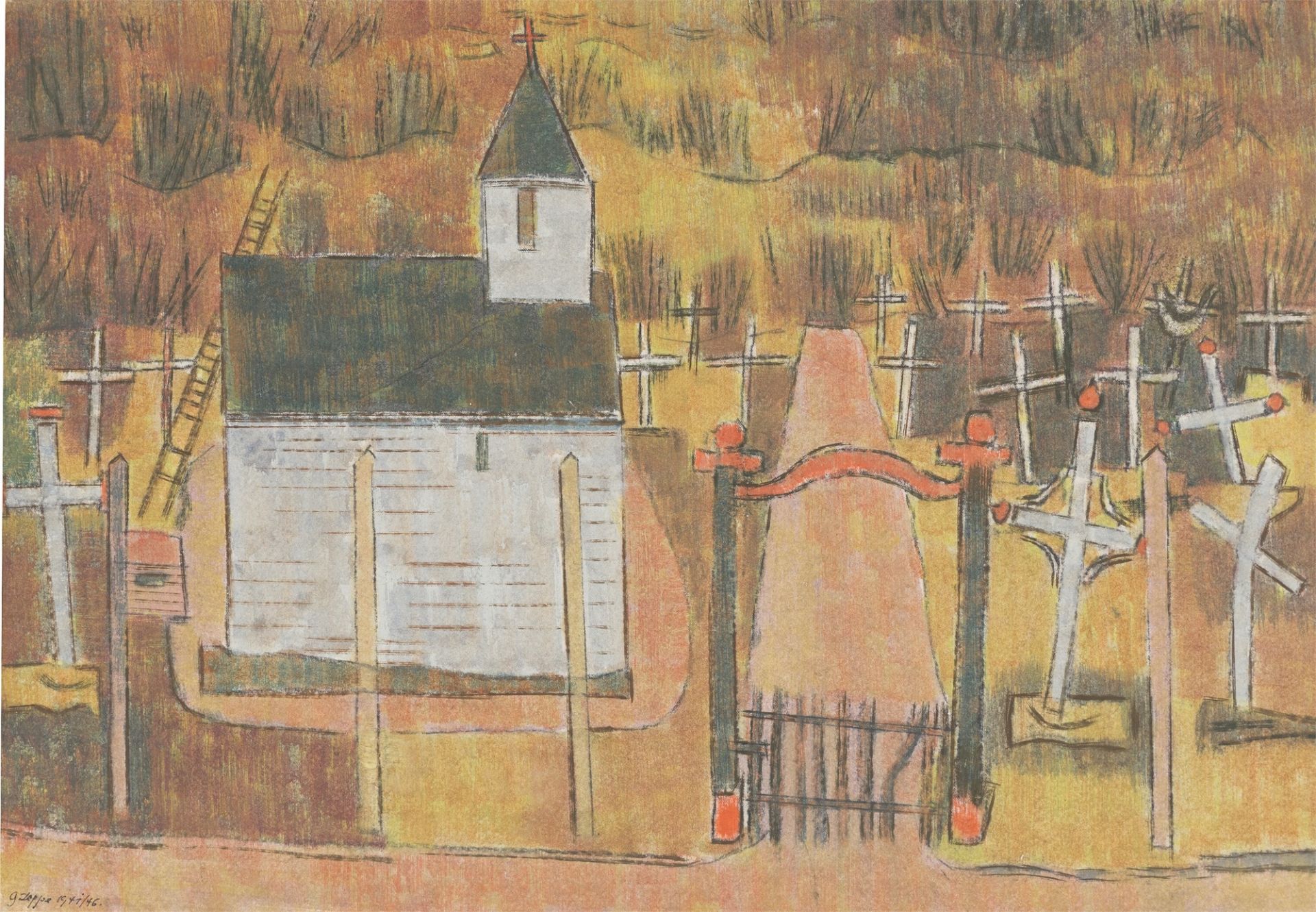 Gustav Deppe. „Kirche und Friedhof, Norwegen“. 1941/46