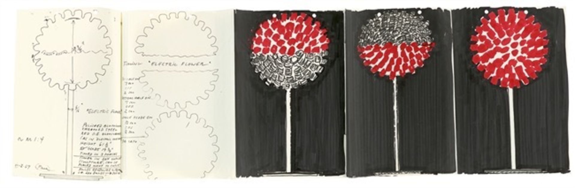 Otto Piene. Entwürfe für die Lichtskulptur: „Electric Flower“. 1967