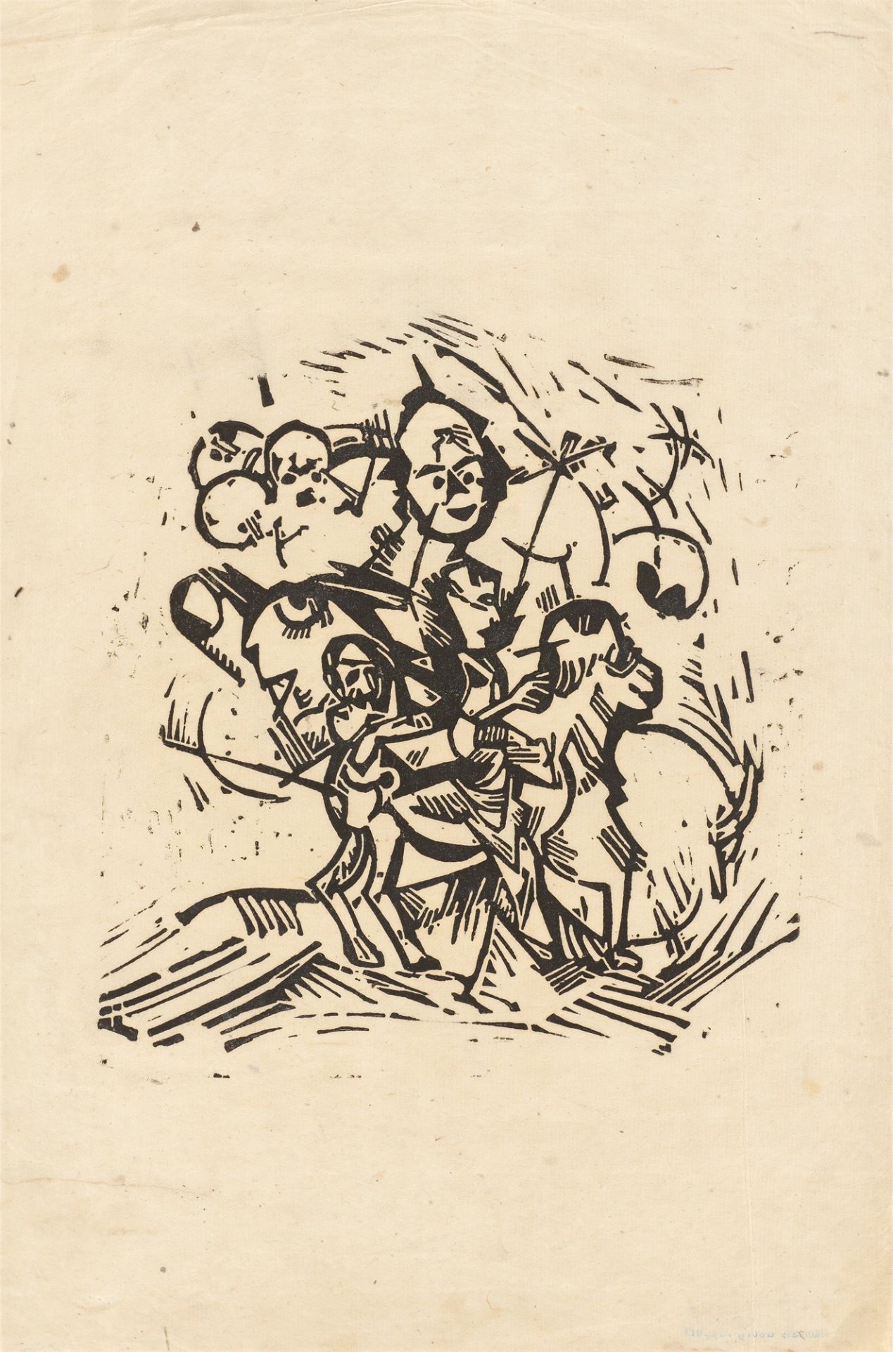 Georg Tappert. „Von Fabelwesen umgebener Reiter nach rechts“ / Vogelnest. 1918/1963/64