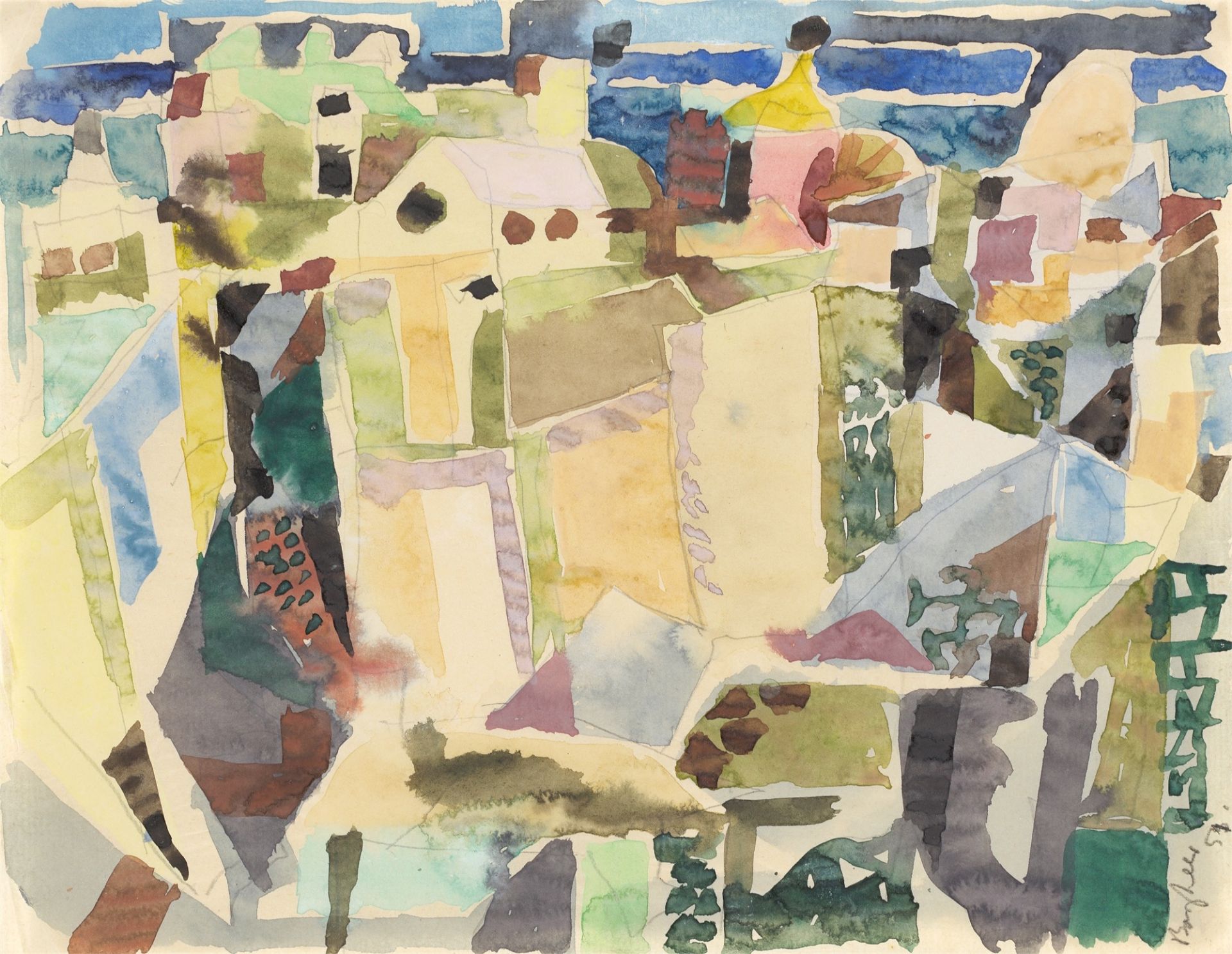 Eduard Bargheer. „Südliche Stadt 1“. 1951 - Bild 2 aus 4