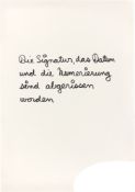 Ben Vautier. „Die Signatur, das Datum und die Numerierung sind abgerissen worden“. 1973