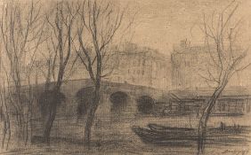 Charles-François Daubigny. Vue des quais de Seine et du Pont Marie, Paris.