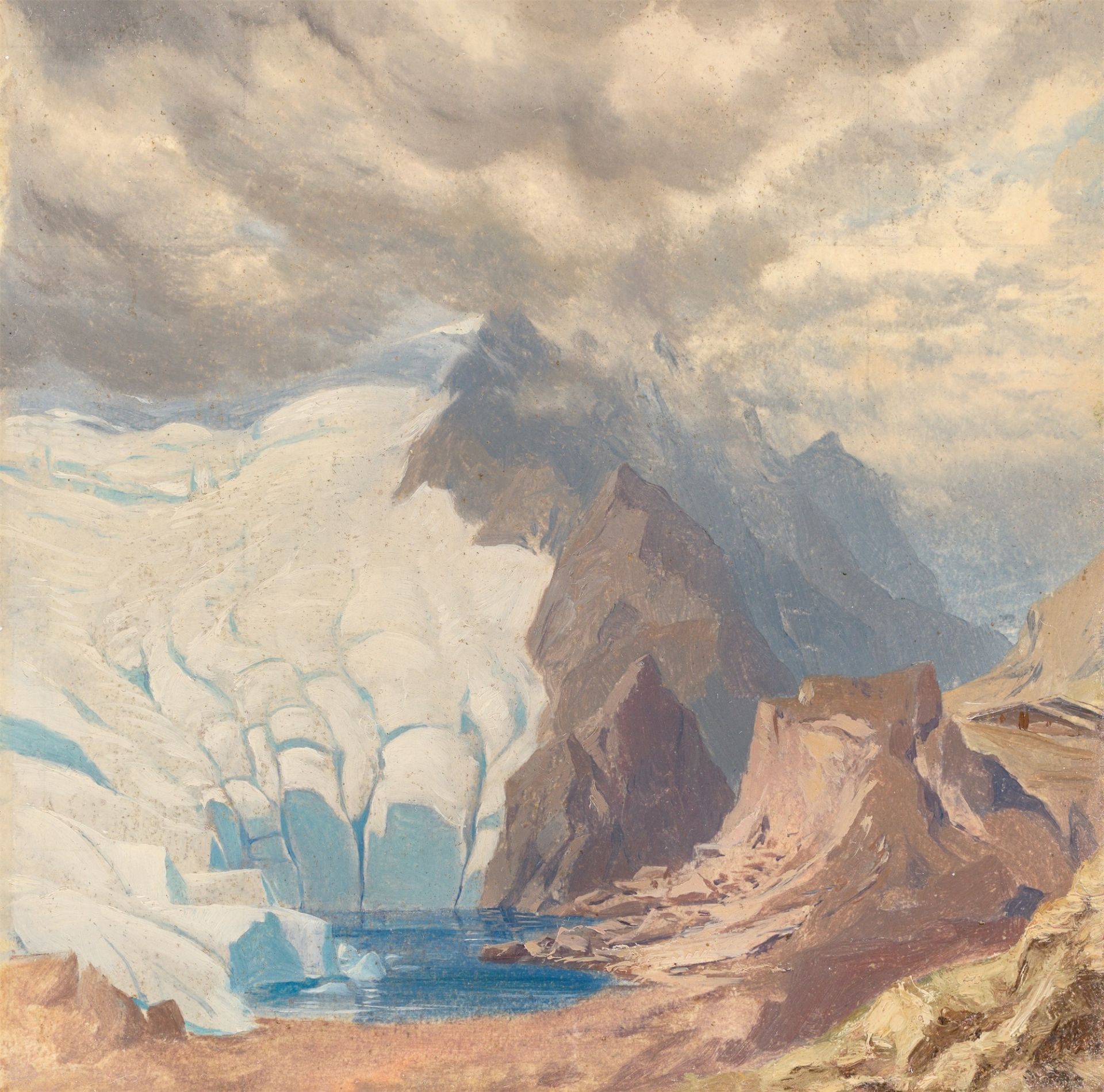 Deutsch, um 1820/30. Zwei Hochgebirgsstudien mit Gletschersee. - Image 2 of 2