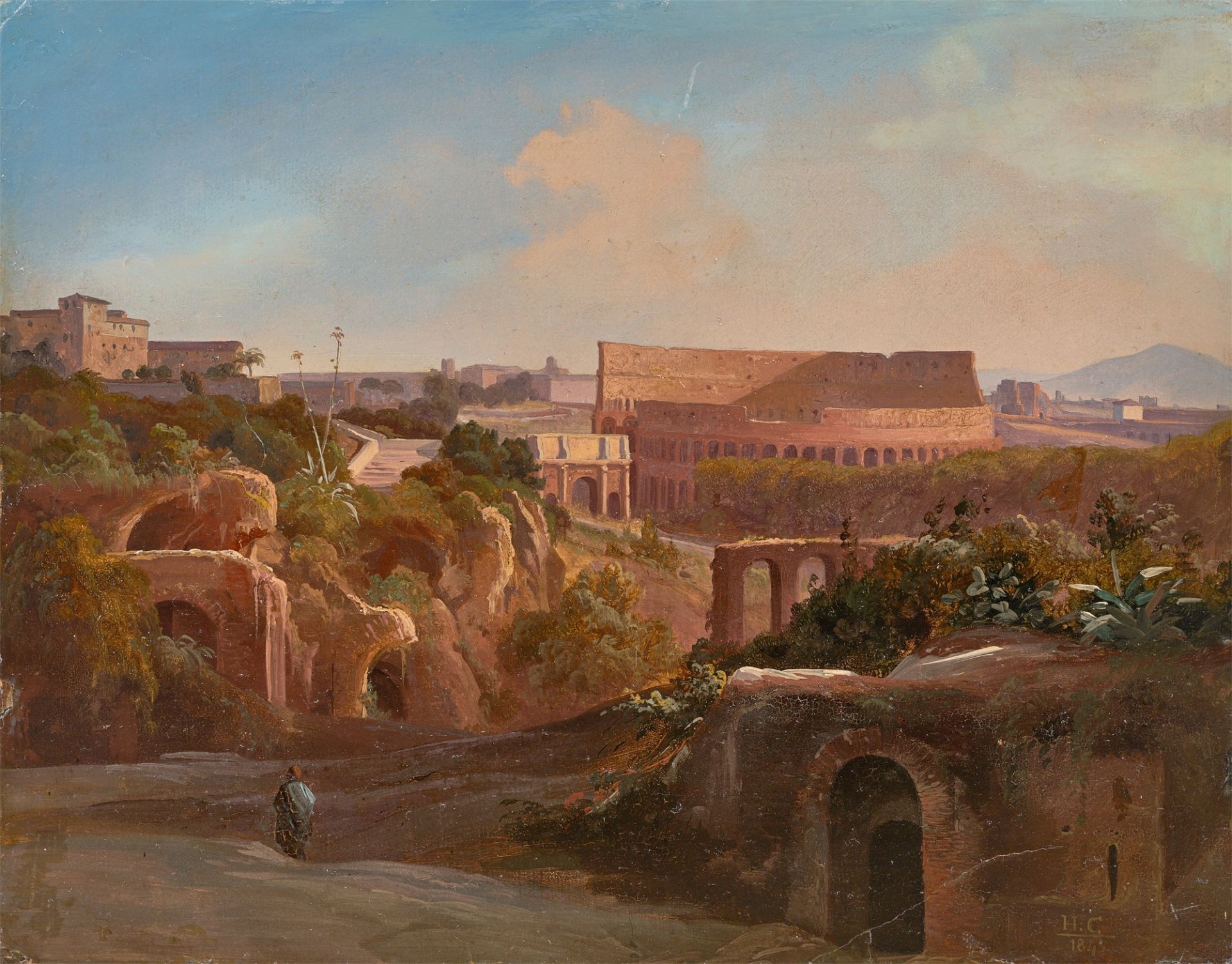 Johann Hermann Camiencke. Forum Romanum mit Kolosseum. 1840er Jahre