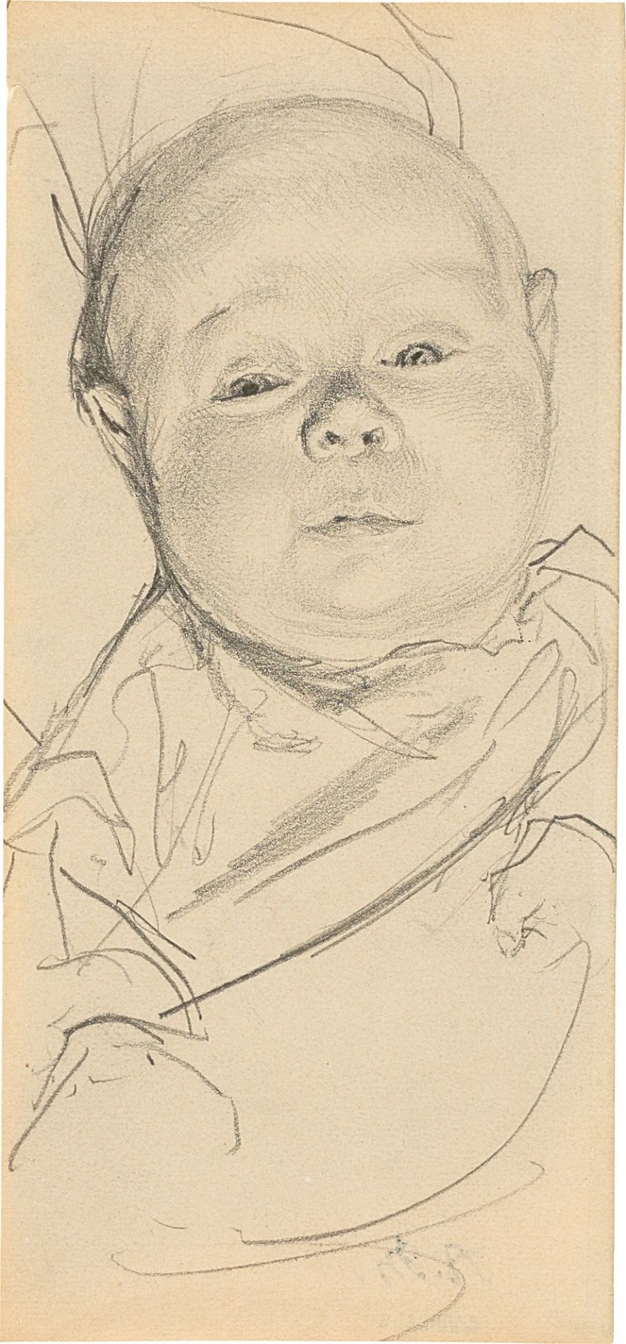 Adolph Menzel. Menzels Neffe Otto Krigar als Säugling. Um 1861/62