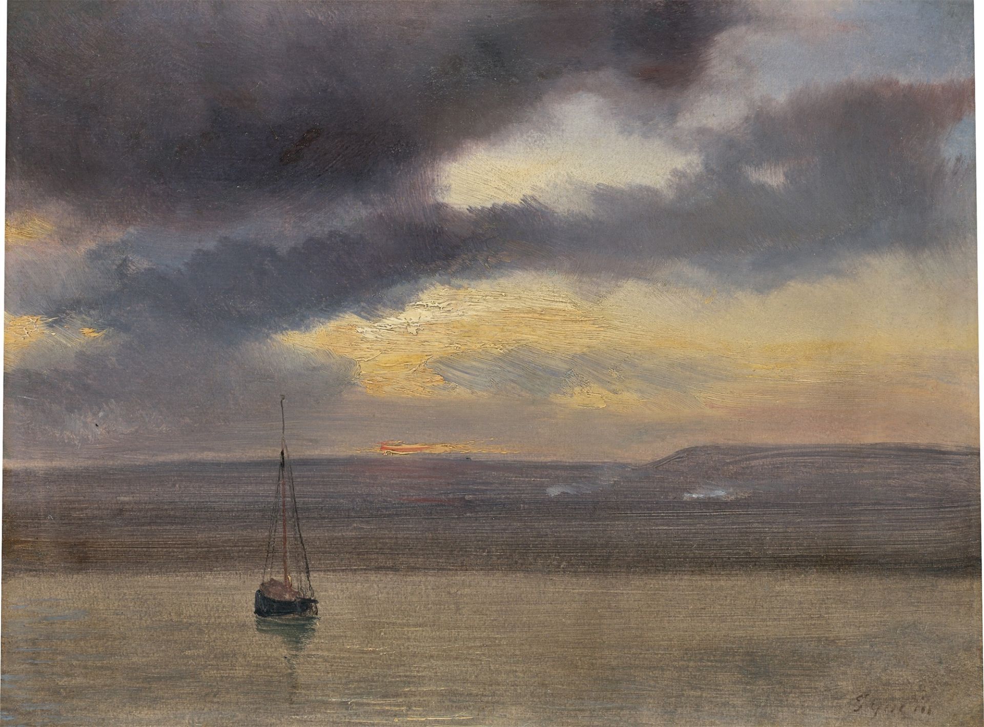 Théodore Gudin. Seestück mit Fischerboot.