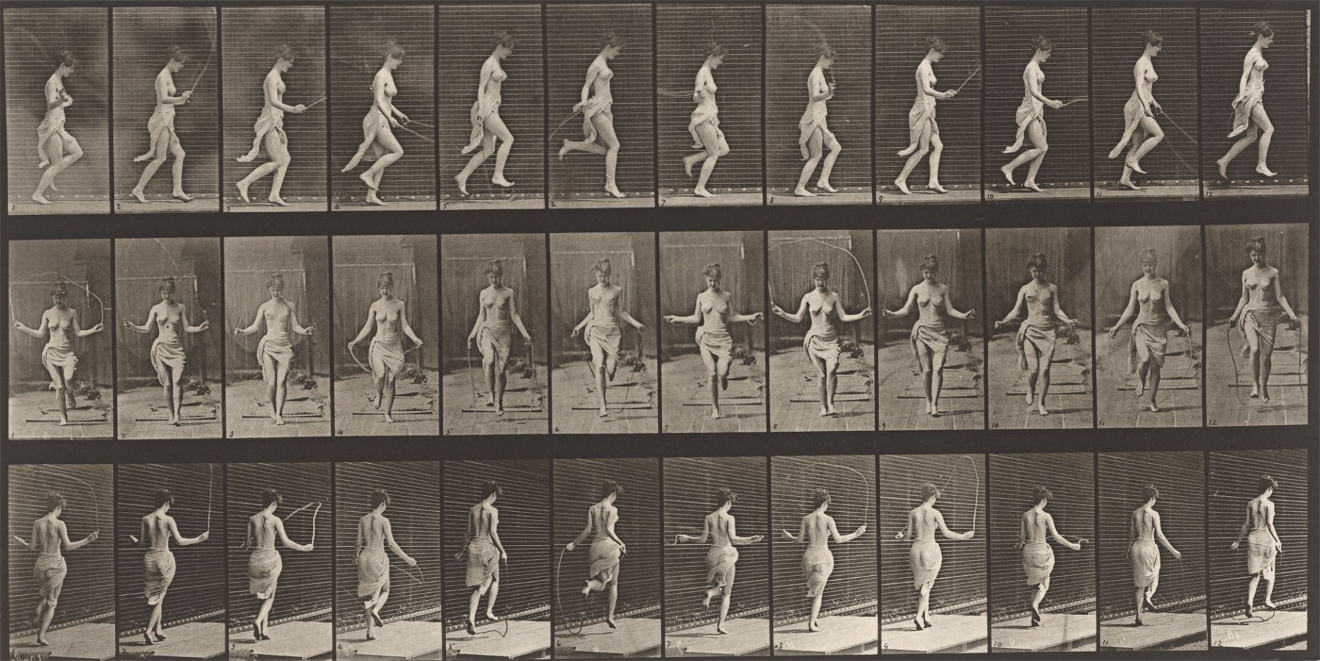 Eadweard Muybridge (Edward James Muggeridge). Running and jumping with skipping rope. Plate …. 1885