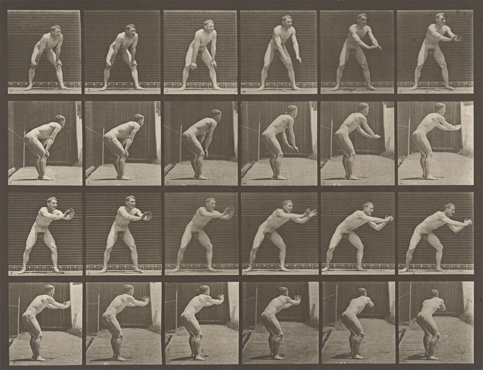 Eadweard Muybridge (Edward James Muggeridge). Baseball, catching. Plate 280, aus der Serie „…. 1885